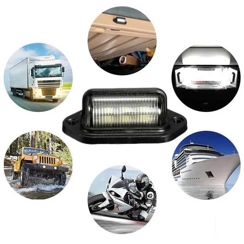 Car Truck License Plate Lights 6 LED Universal License Taillight for Auto Trailer Motorcycle Van Boat Side Lamp 500LM Accessorie