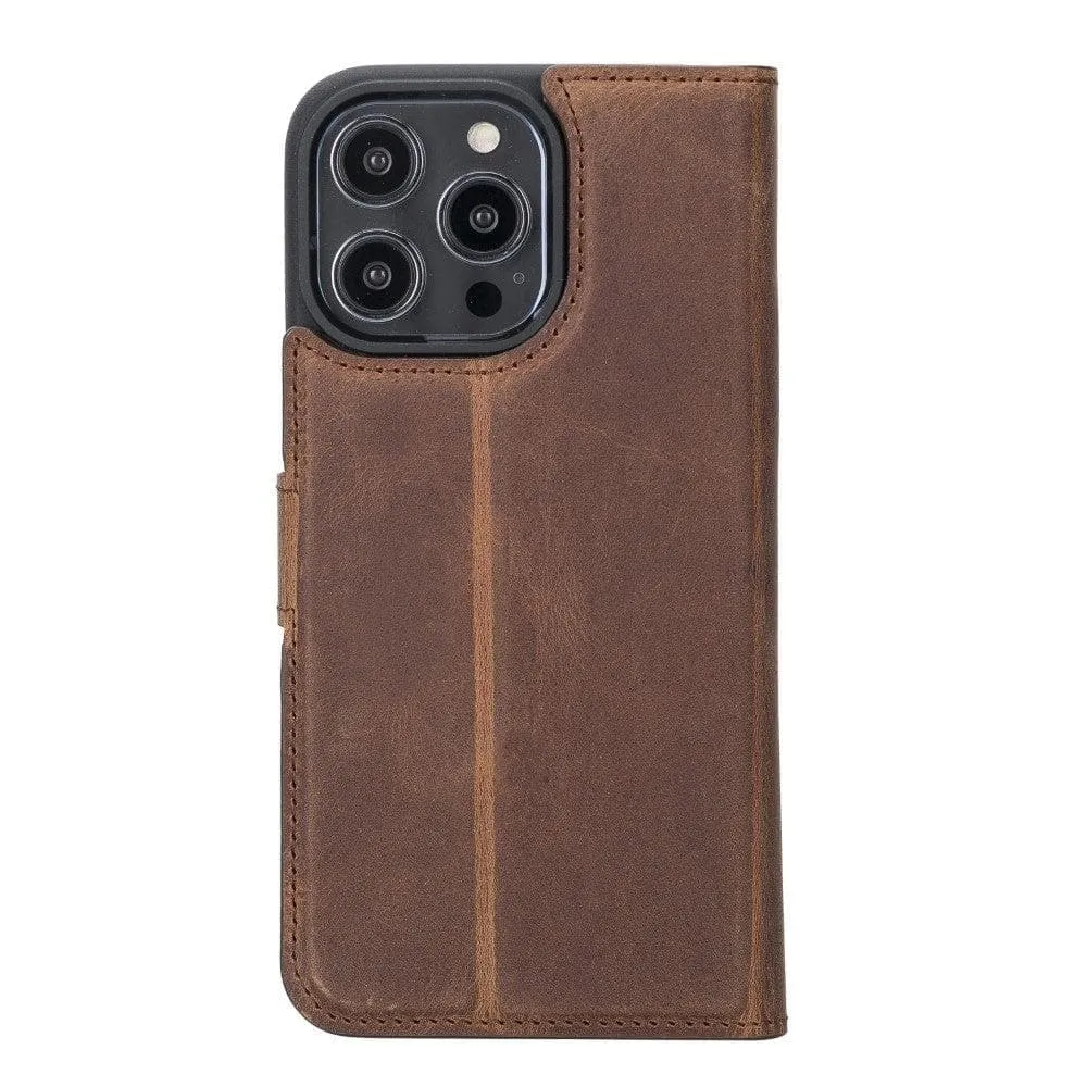 Carter iPhone 14 Pro Detachable Wallet Case, Antique Brown