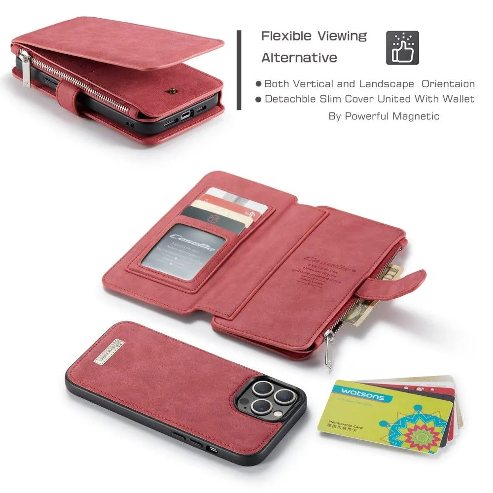 CaseMe iPhone 13 Pro Max Retro Wallet - Red