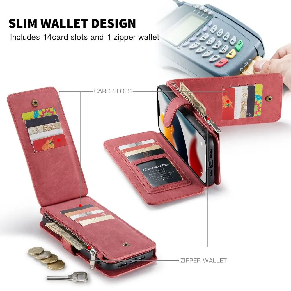 CaseMe iPhone 13 Pro Max Retro Wallet - Red