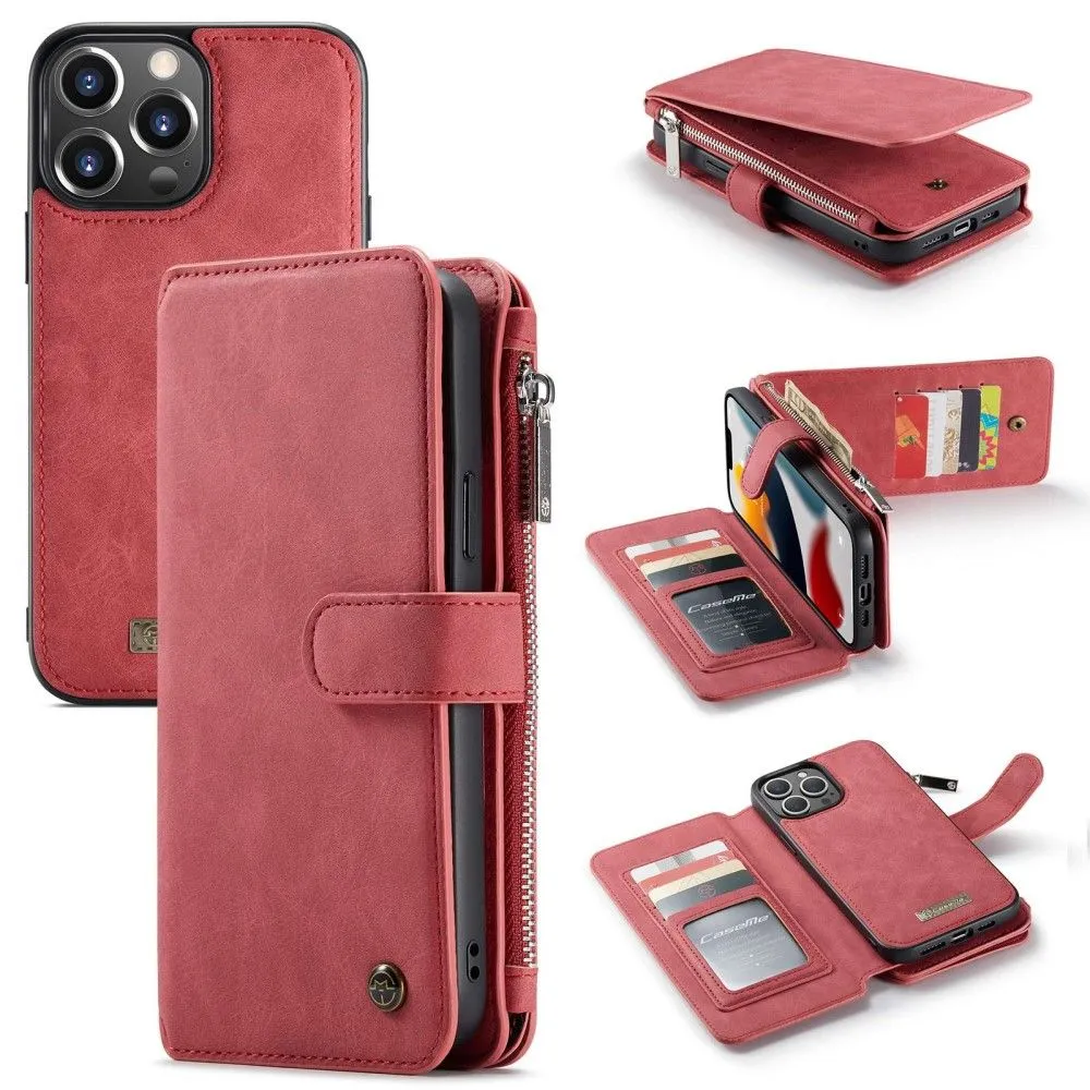 CaseMe iPhone 13 Pro Max Retro Wallet - Red