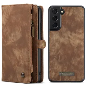 CaseMe Samsung Galaxy S22 Zipper Wallet - Brown