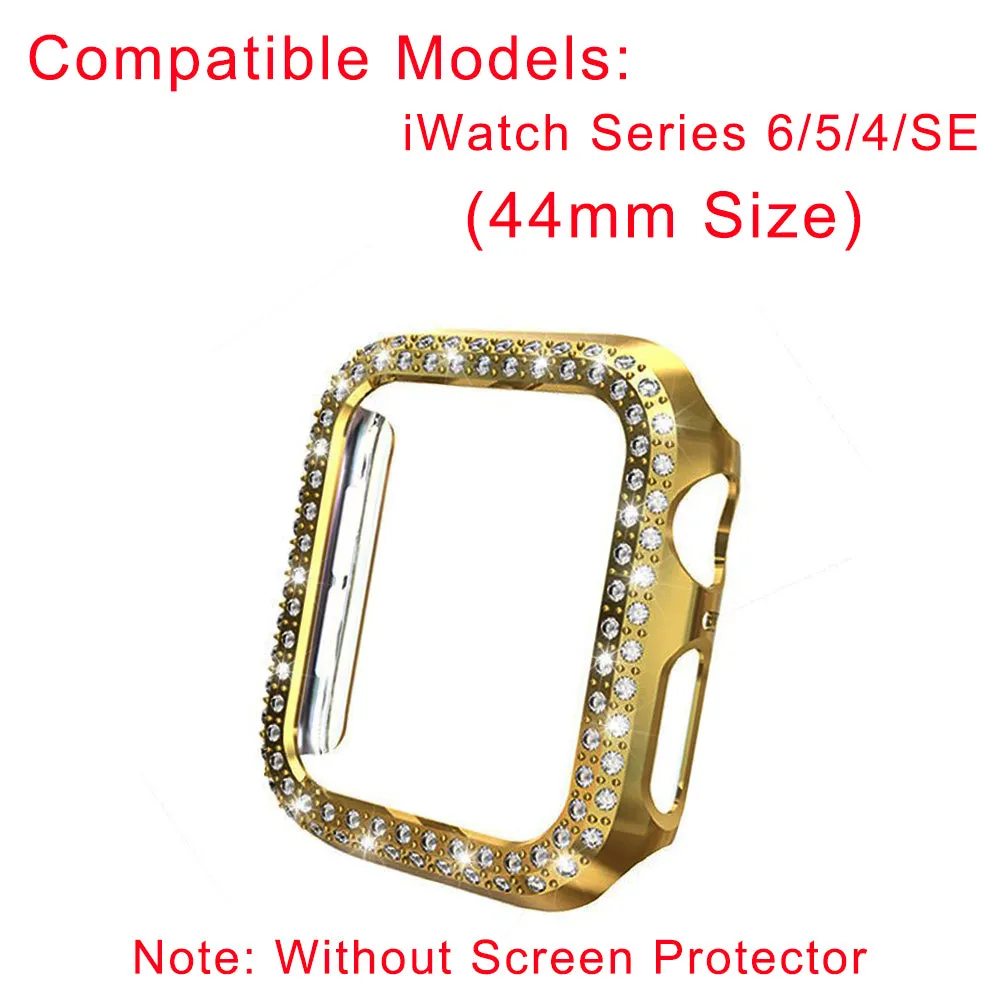 Cellfather Designer Bling Diamond Hard Pc Case Cover for Apple Watch 44mm-Gold