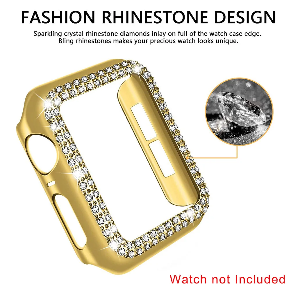 Cellfather Designer Bling Diamond Hard Pc Case Cover for Apple Watch 44mm-Gold