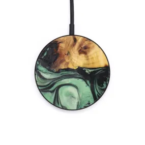 Circle Wood Resin Wireless Charger - Alparslan (Dark Green, 608436)