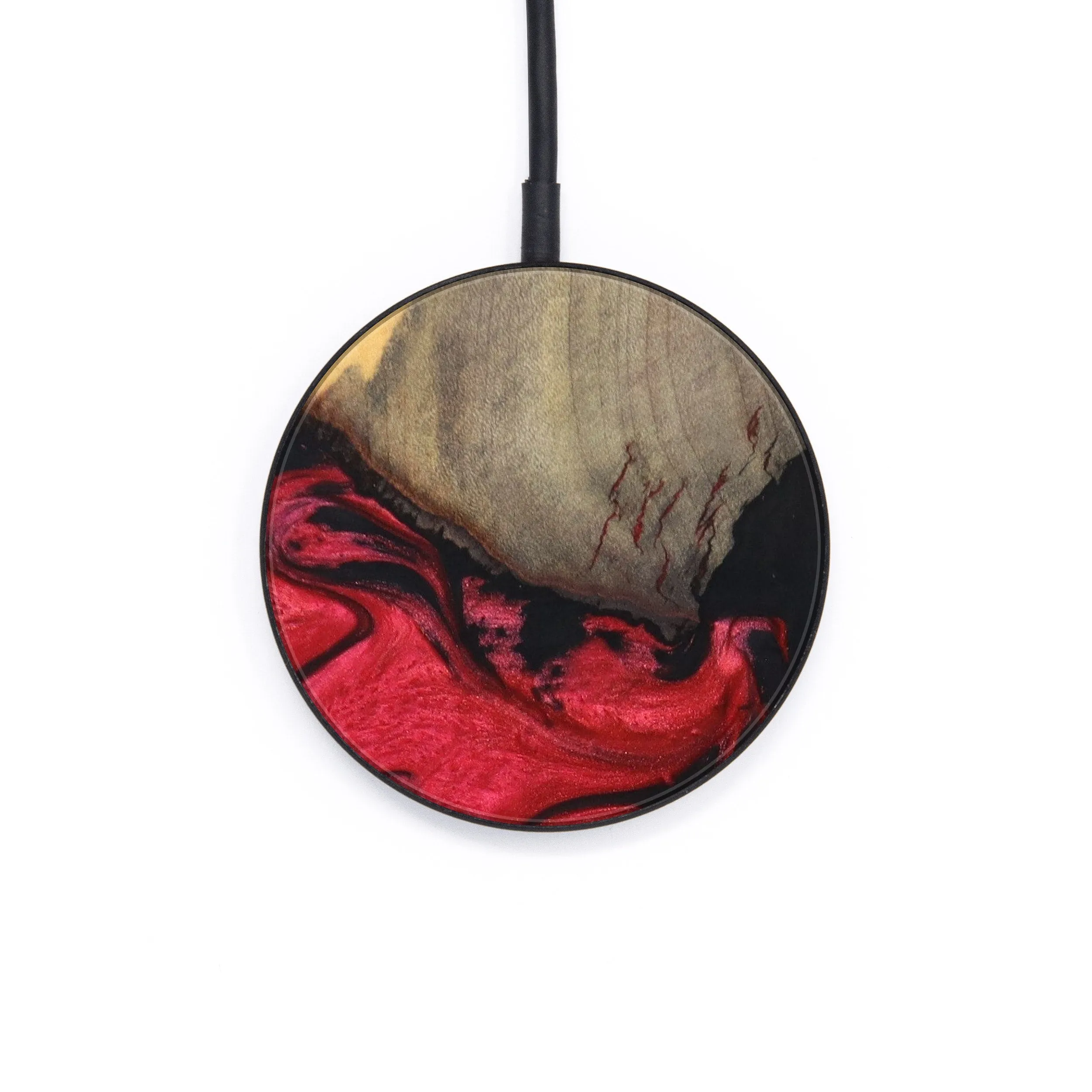 Circle Wood Resin Wireless Charger - Beulah (Red, 636125)