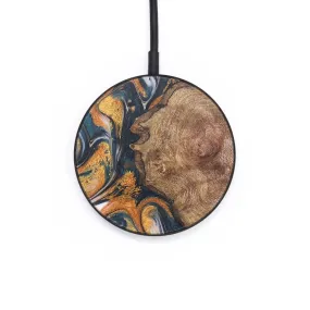 Circle Wood Resin Wireless Charger - Donna (Teal & Gold, 686216)