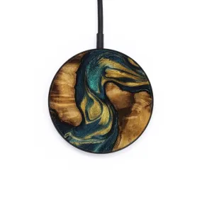 Circle Wood Wireless Charger - Maurita (Teal & Gold, 740273)