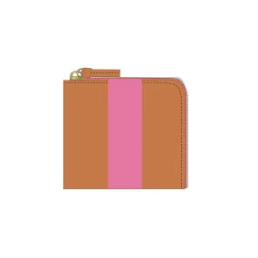 Clare V. - Corner Zip Wallet in Russet Skirting with Neon Pink Stripe