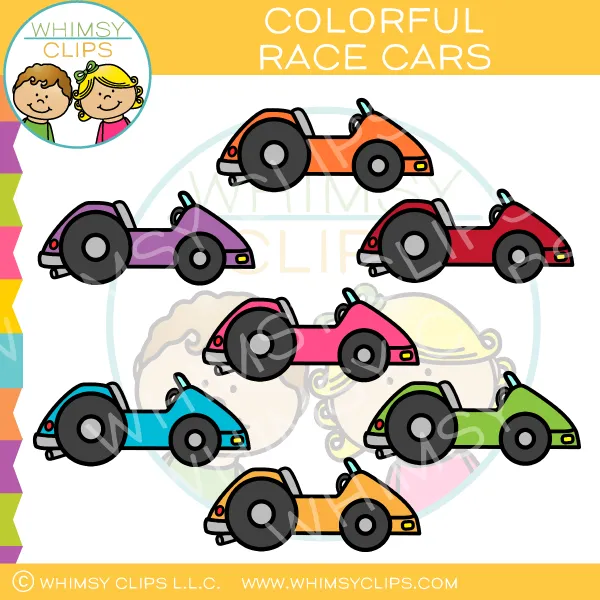 Colorful Race Cars Clip Art