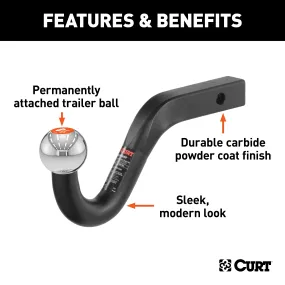 CURT 45582 Euro Mount (2in. Ball; 1-1/4in. Shank; 3;500 lbs.;-3/4in. High; 8-3/4in. Long)