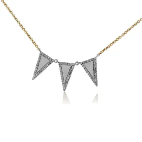 Diamond Three Triangle Two Tone Necklace