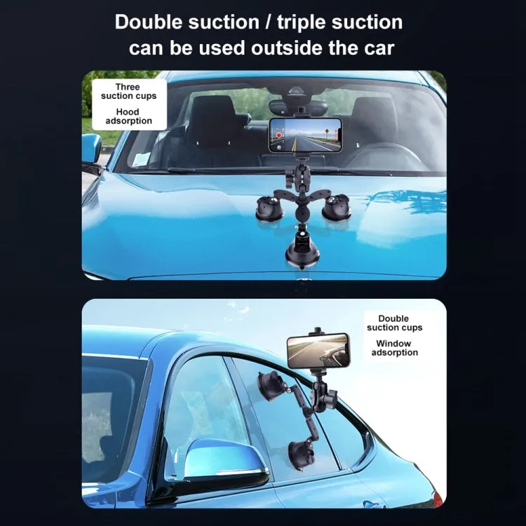 Dual-leg Suction Cup Connecting Rod Arm Phone Clamp Mount(Black)