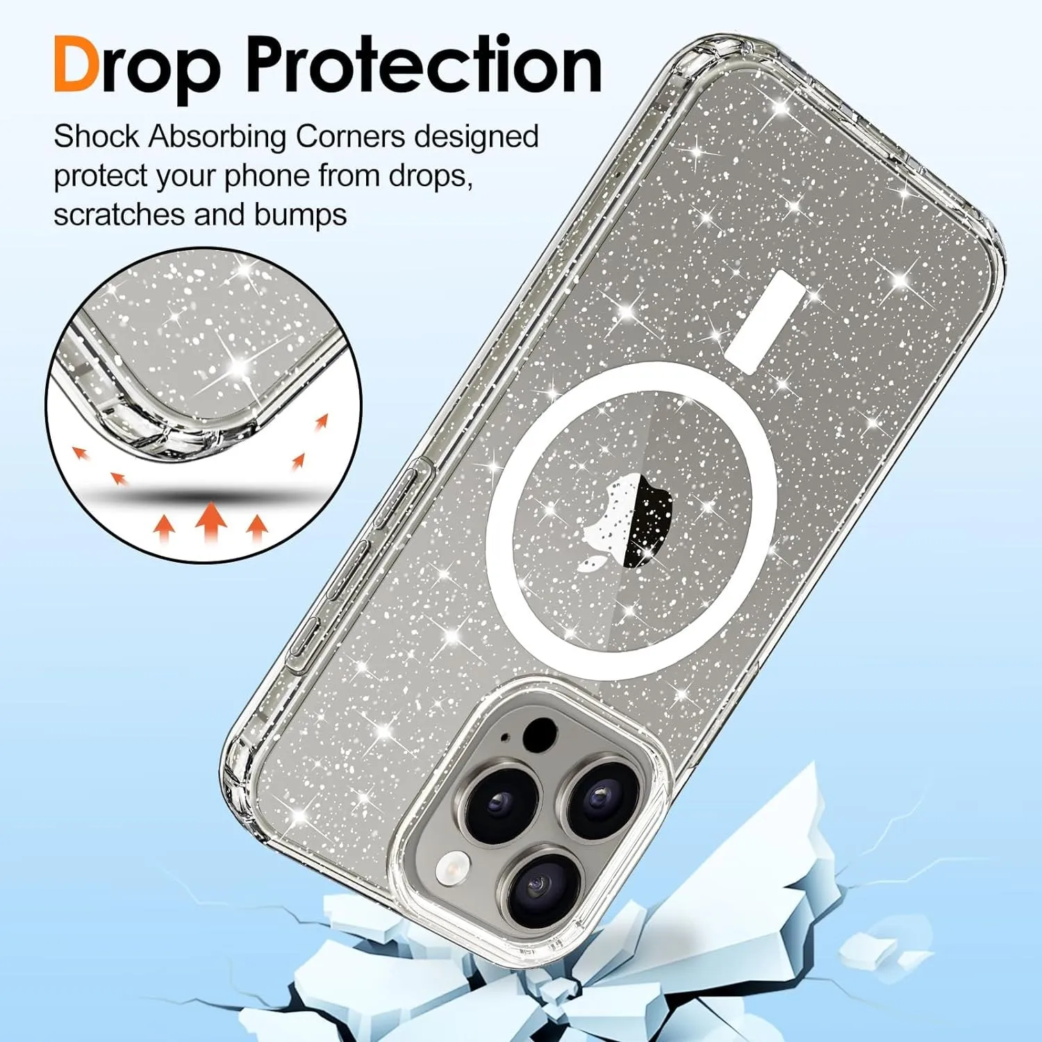 Entronix Apple iPhone 16 Plus [Magnetic-Compatible] Crystal Clear Case - Glitter