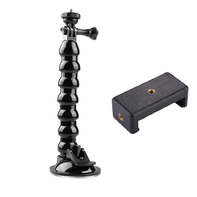 Extended Suction Cup Jaws Flex Clamp Mount with 1/4 inch Phone Clamp (Black)