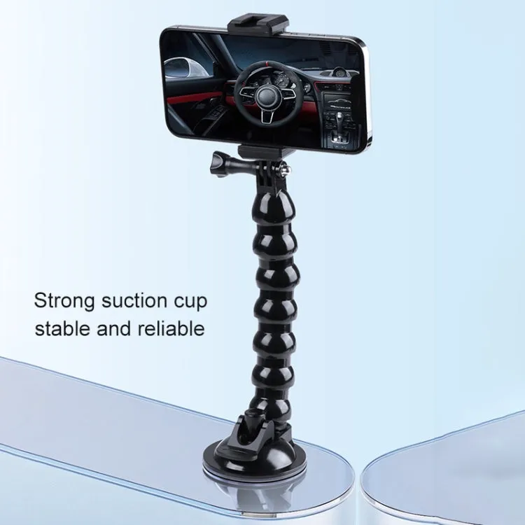 Extended Suction Cup Jaws Flex Clamp Mount with 1/4 inch Phone Clamp (Black)