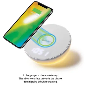 Fast Wireless Charger with Alarm Clock and Night Light, White