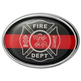 Fire Fighter Oval Chrome Auto Emblem