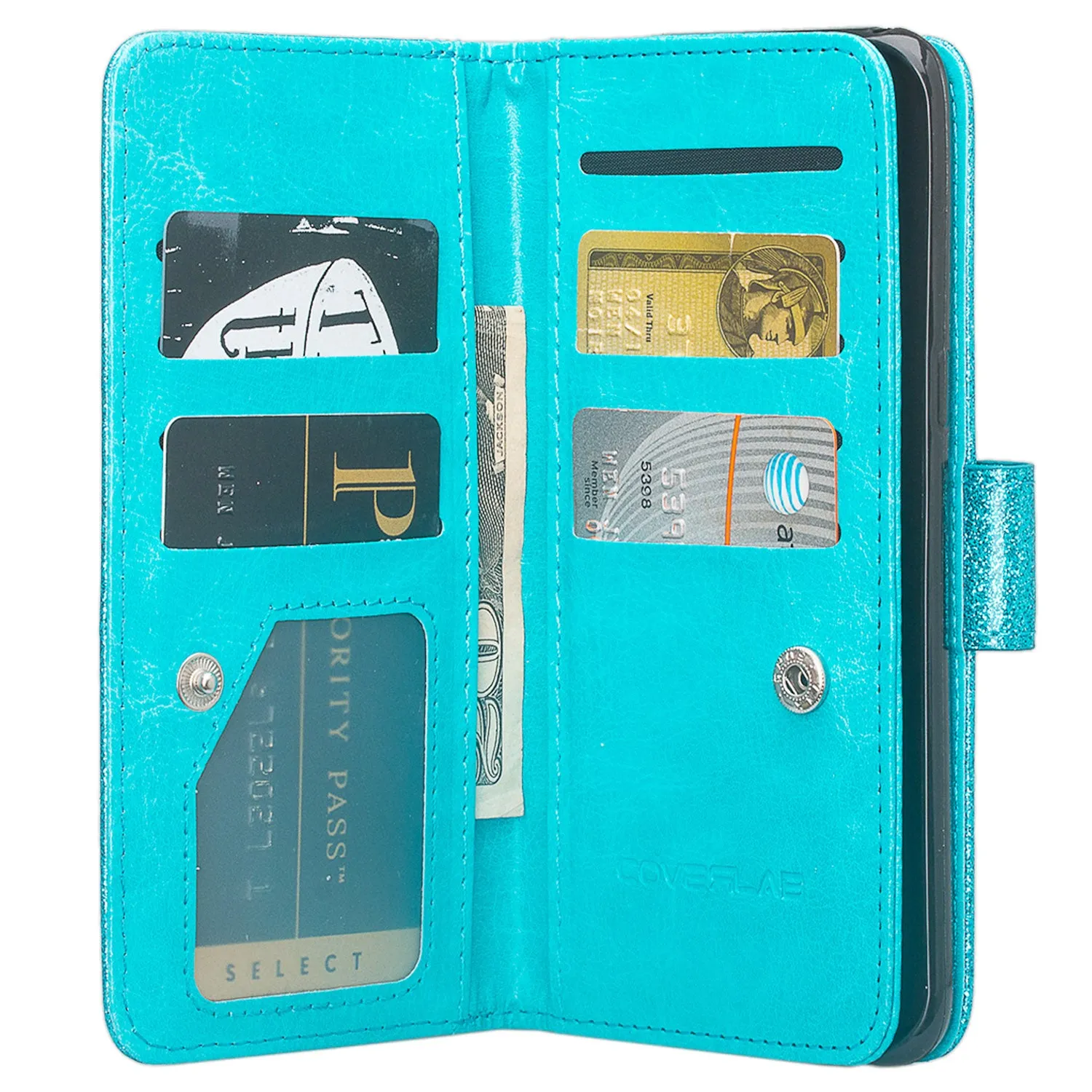 For Apple iPhone X | iPhone 10, Ten, [Wrist Strap] Glitter Faux Leather Flip [Kickstand Feature] Protective Wallet Case Clutch - Teal