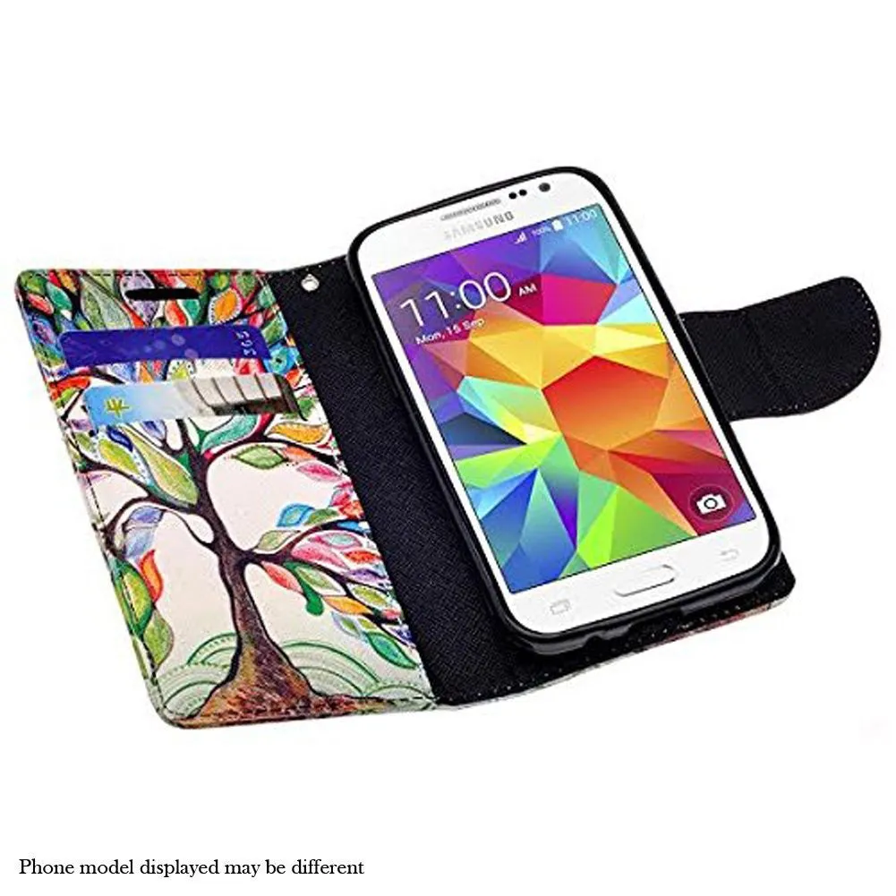 Galaxy Note 3 Case, Wrist Strap Pu Leather Magnetic Fold[Kickstand] Wallet Case with ID & Card Slots for Samsung Galaxy Note 3 - Vibrant Tree