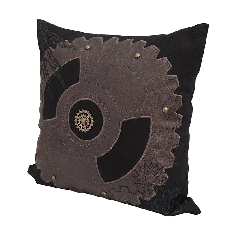 Gothic Gear Embroidered Pillow Case with Pillow Inner