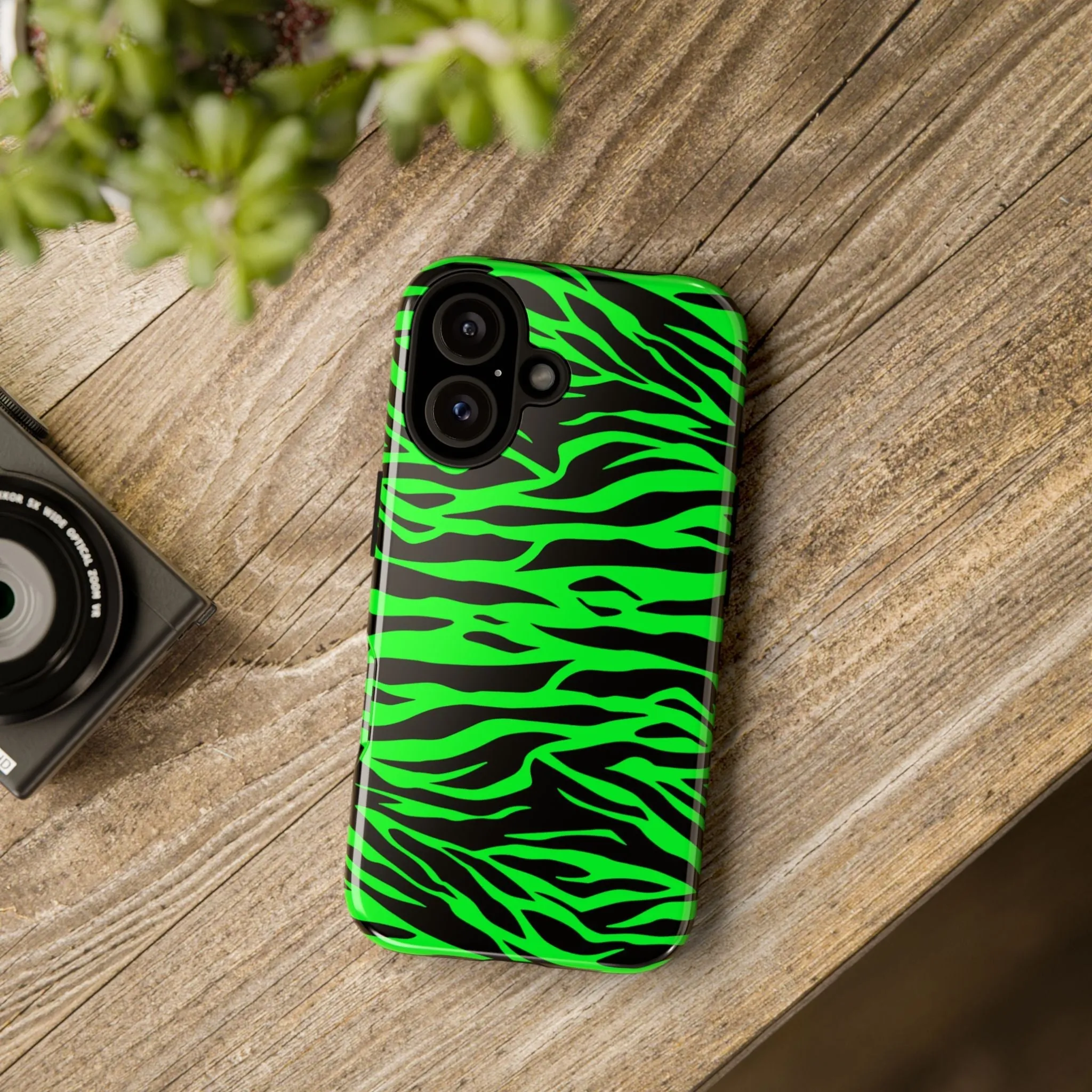 Green Cute Wild Tiger Print Pattern Tough Phone Case