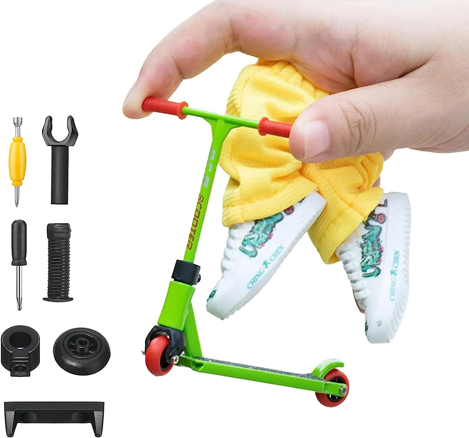 Green Finger Scooter With Pants and Shoes