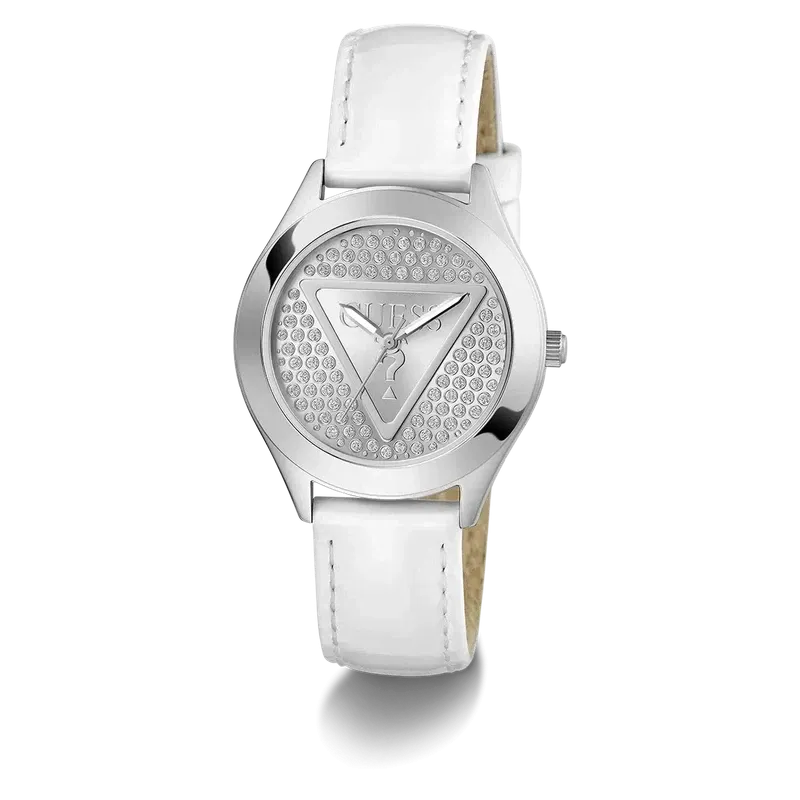 Guess Glitz Plaque Silver Dial Analogue Watch