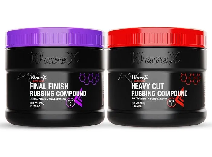 Heavy Hard Cut Rubbing Compound 500gm with Final Finish Low Cut High Gloss Rubbing Compound (500gm) (Car Compound (Set of 2))