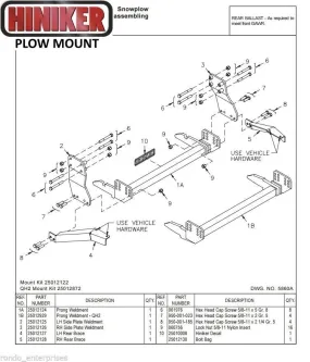 Hiniker Snowplow Mount - Quick Hitch 1 (QH1), 2003-2010 Chevy/GMC 4500-5500 2WD, 25012122