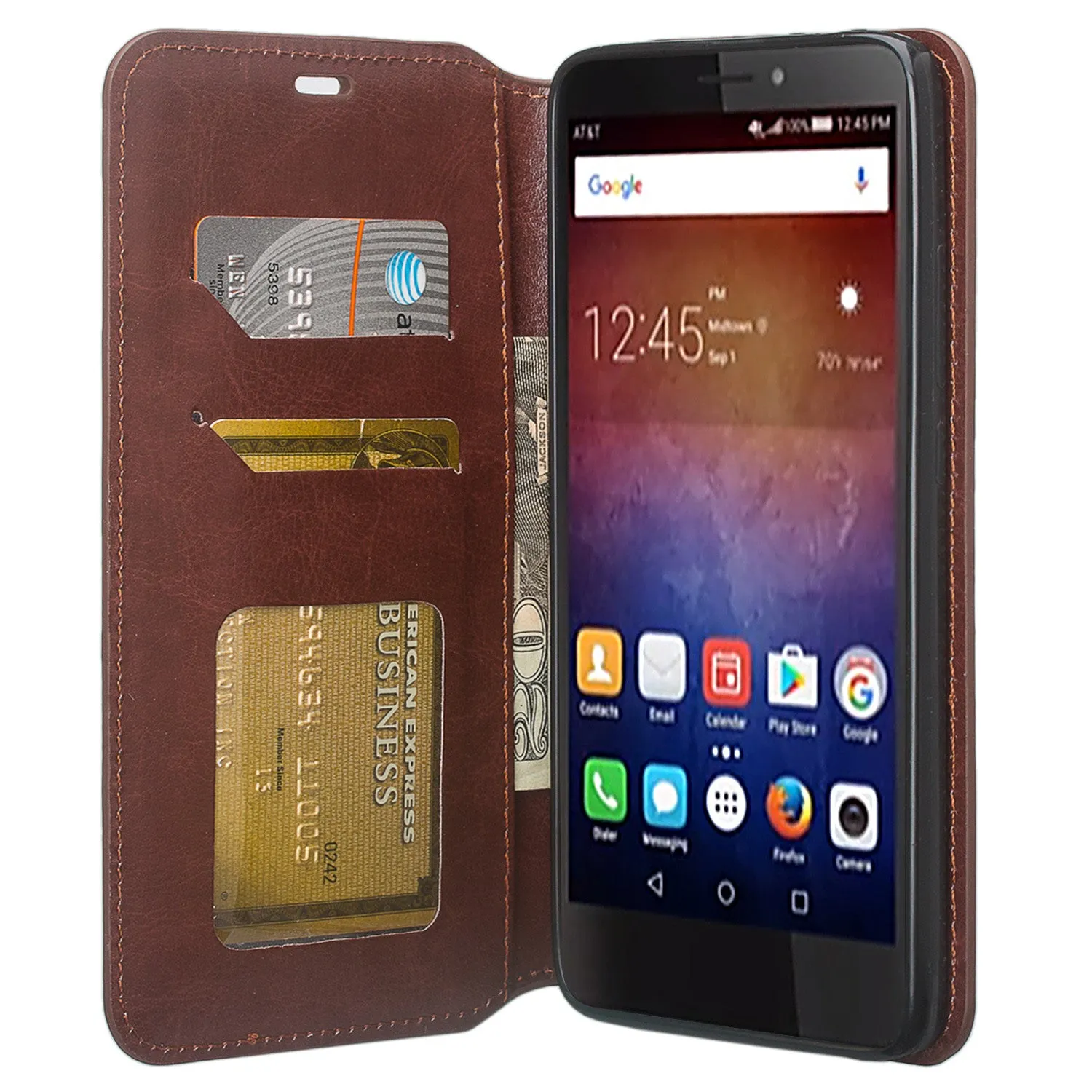 Huawei Ascend XT Case, Pu Leather Magnetic Fold[Kickstand] Wallet Case with ID & Card Slots for Ascend XT - Brown