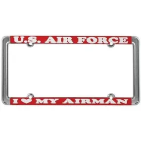 I Love My Airman License Plate Frame, Thin Rim