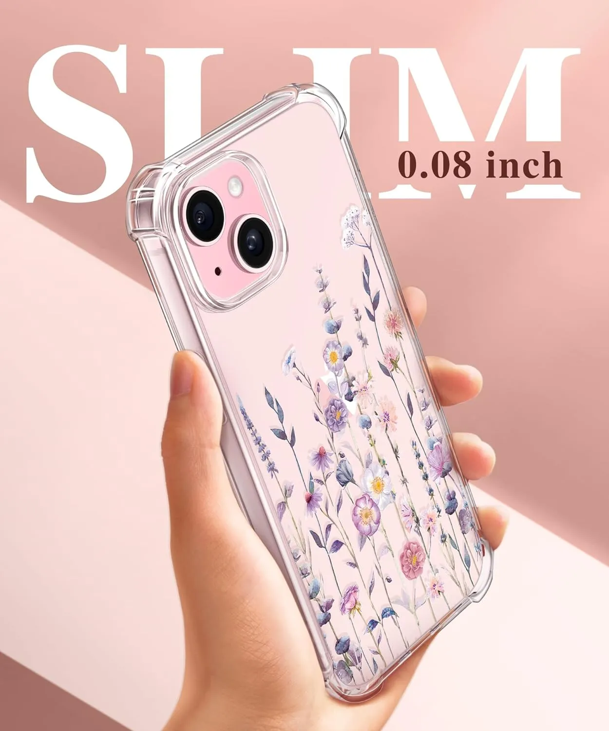 i Phone 16 Pro Max Case Screen Protector Camera Protector Clear Flower Phone Cover