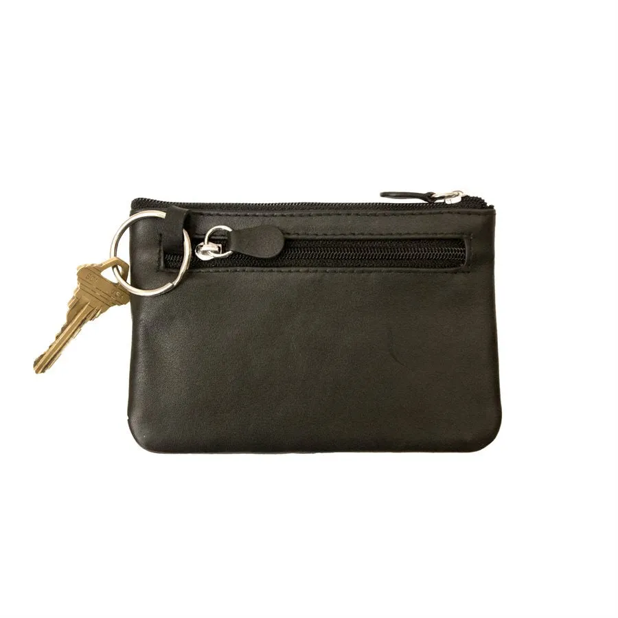 ILI Leather Coin Holder Pouch with Key Ring