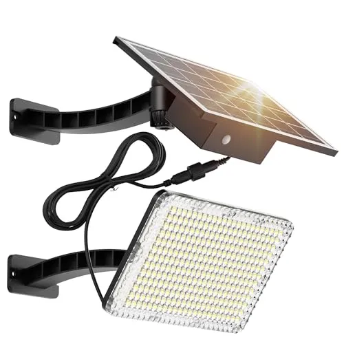 JACKYLED 1000 Lumens 299 LED Solar Lights Outdoor Bright Solar Dusk to Dawn Light with 4000mAh Battery, IP65 Waterproof Outdoor Solar Powered Security Flood Light for Wall Porch Shed Barn