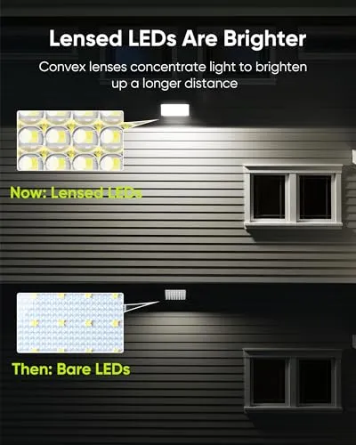 JACKYLED 1000 Lumens 299 LED Solar Lights Outdoor Bright Solar Dusk to Dawn Light with 4000mAh Battery, IP65 Waterproof Outdoor Solar Powered Security Flood Light for Wall Porch Shed Barn