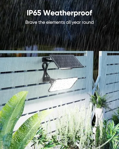 JACKYLED 1000 Lumens 299 LED Solar Lights Outdoor Bright Solar Dusk to Dawn Light with 4000mAh Battery, IP65 Waterproof Outdoor Solar Powered Security Flood Light for Wall Porch Shed Barn