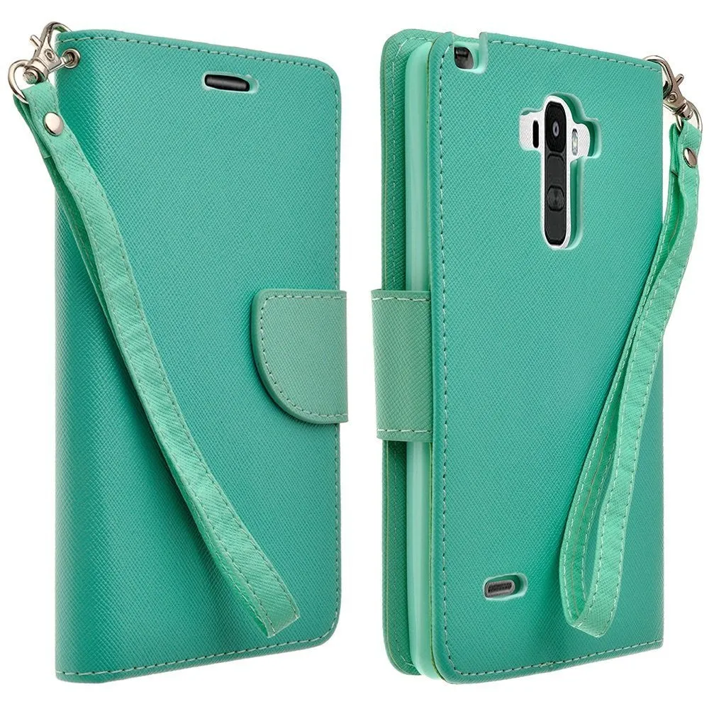 LG G Stylo Case, LG G Vista 2 Case, Wrist Strap Magnetic Flip Fold[Kickstand] Pu Leather Wallet Case with ID & Credit Card Slots for LG Vista2/Stylo - Teal