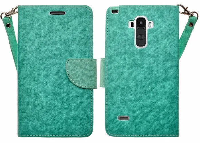 LG G Stylo Case, LG G Vista 2 Case, Wrist Strap Magnetic Flip Fold[Kickstand] Pu Leather Wallet Case with ID & Credit Card Slots for LG Vista2/Stylo - Teal