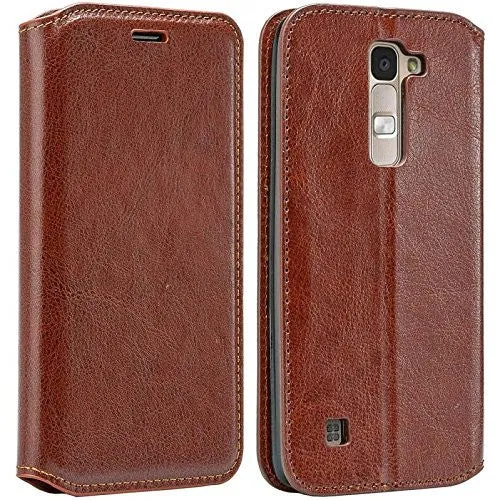 LG K7, LG Tribute 5, LG Treasure Wallet Case, Pu Leather Wallet [Kickstand] Case with ID & Credit Card Slots - Brown