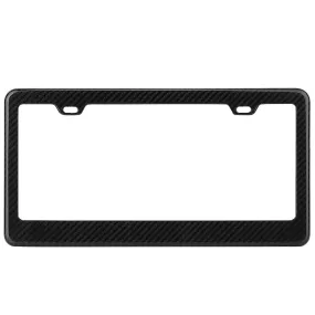 License Plate Frame Rustproof Waterproof Carbon Fiber Black License Plate Frame 2 Holes w/ Bolts Washer Caps for USA/Canada Standard