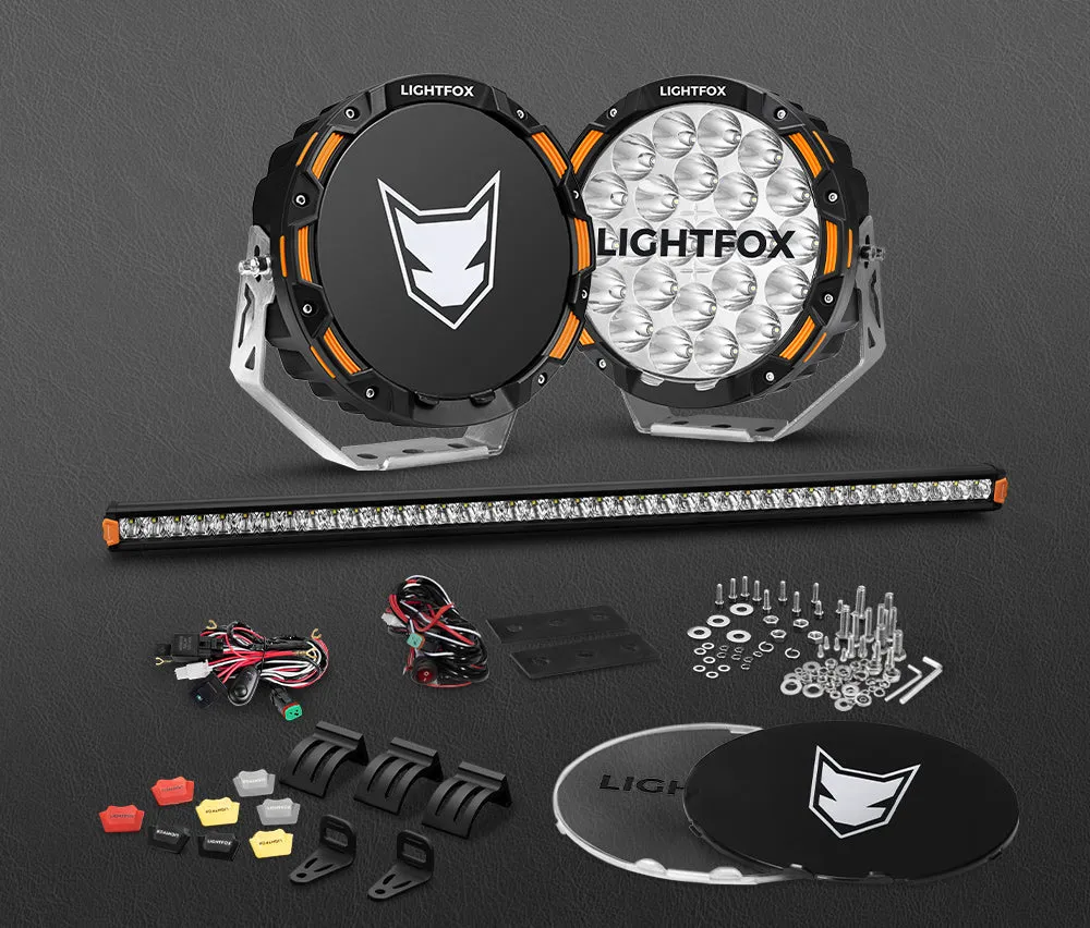 LIGHTFOX OSRAM 9inch LED Driving Lights  40 inch Single Row LED Light Bar   Wiring Kit