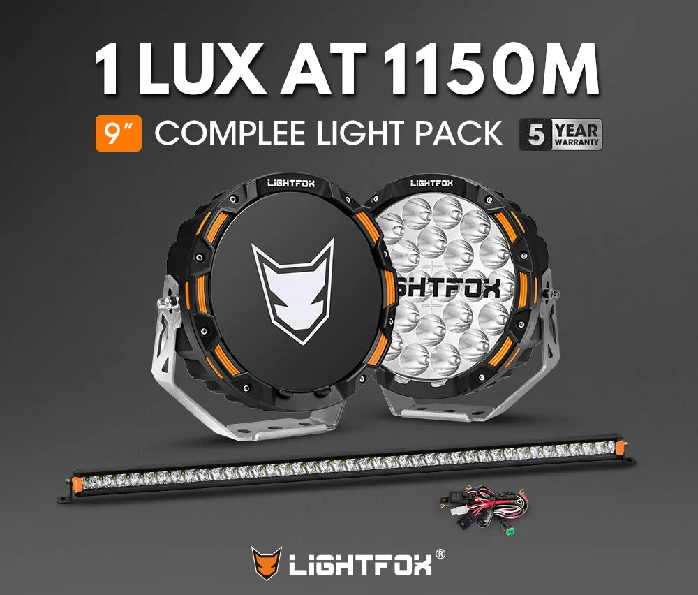 LIGHTFOX OSRAM 9inch LED Driving Lights  40 inch Single Row LED Light Bar   Wiring Kit