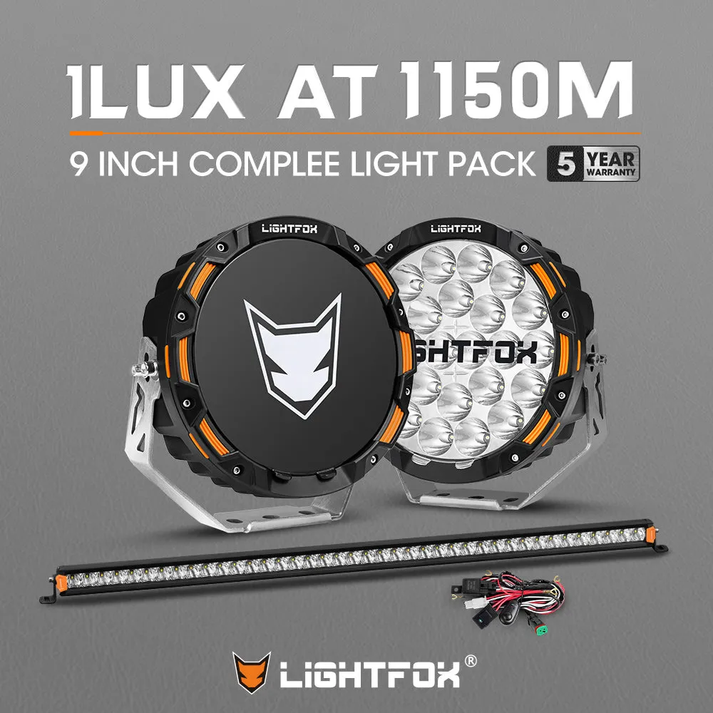 LIGHTFOX OSRAM 9inch LED Driving Lights  40 inch Single Row LED Light Bar   Wiring Kit