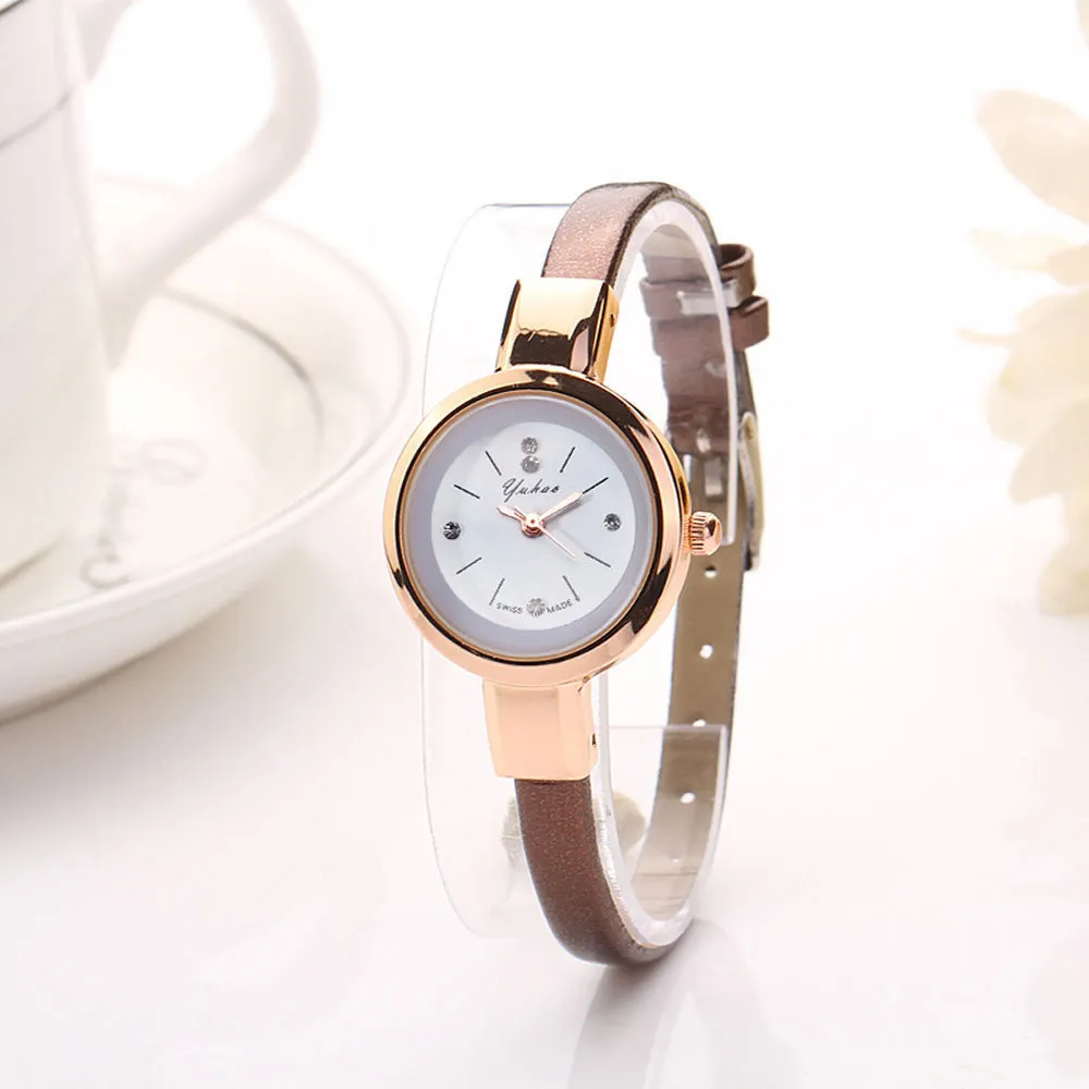 Luxury Brand Women Fashion Gold Watch Quartz Clock Girl Slim Band Dress Watches