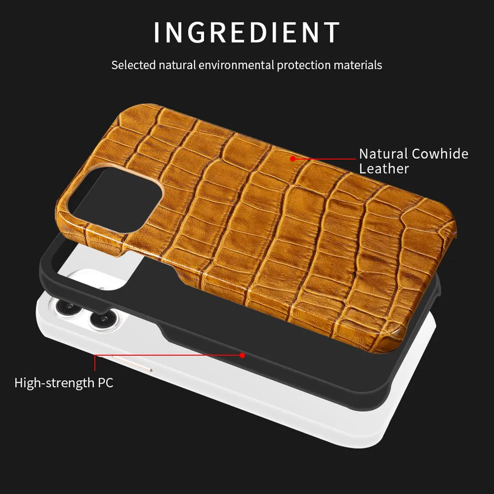 Luxury Crocodile Texture Genuine Leather iPhone Case