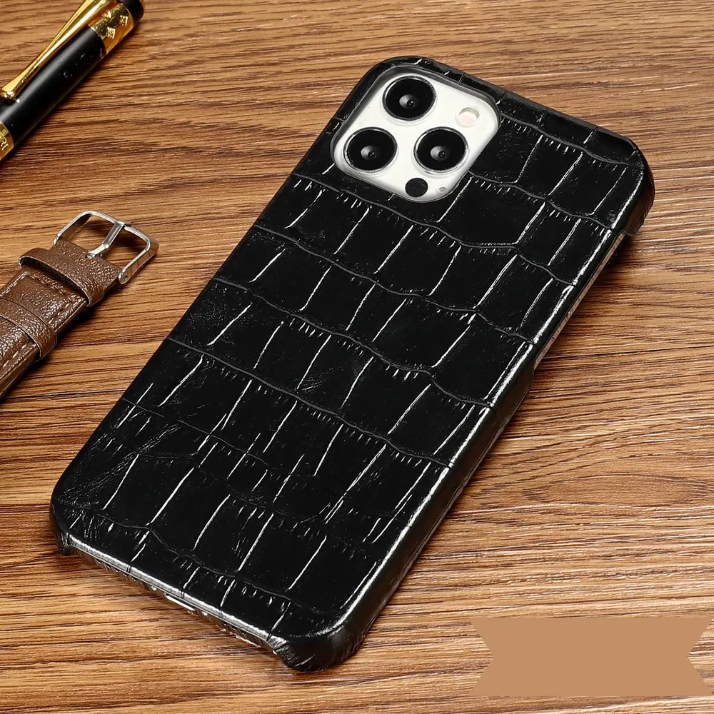 Luxury Crocodile Texture Genuine Leather iPhone Case