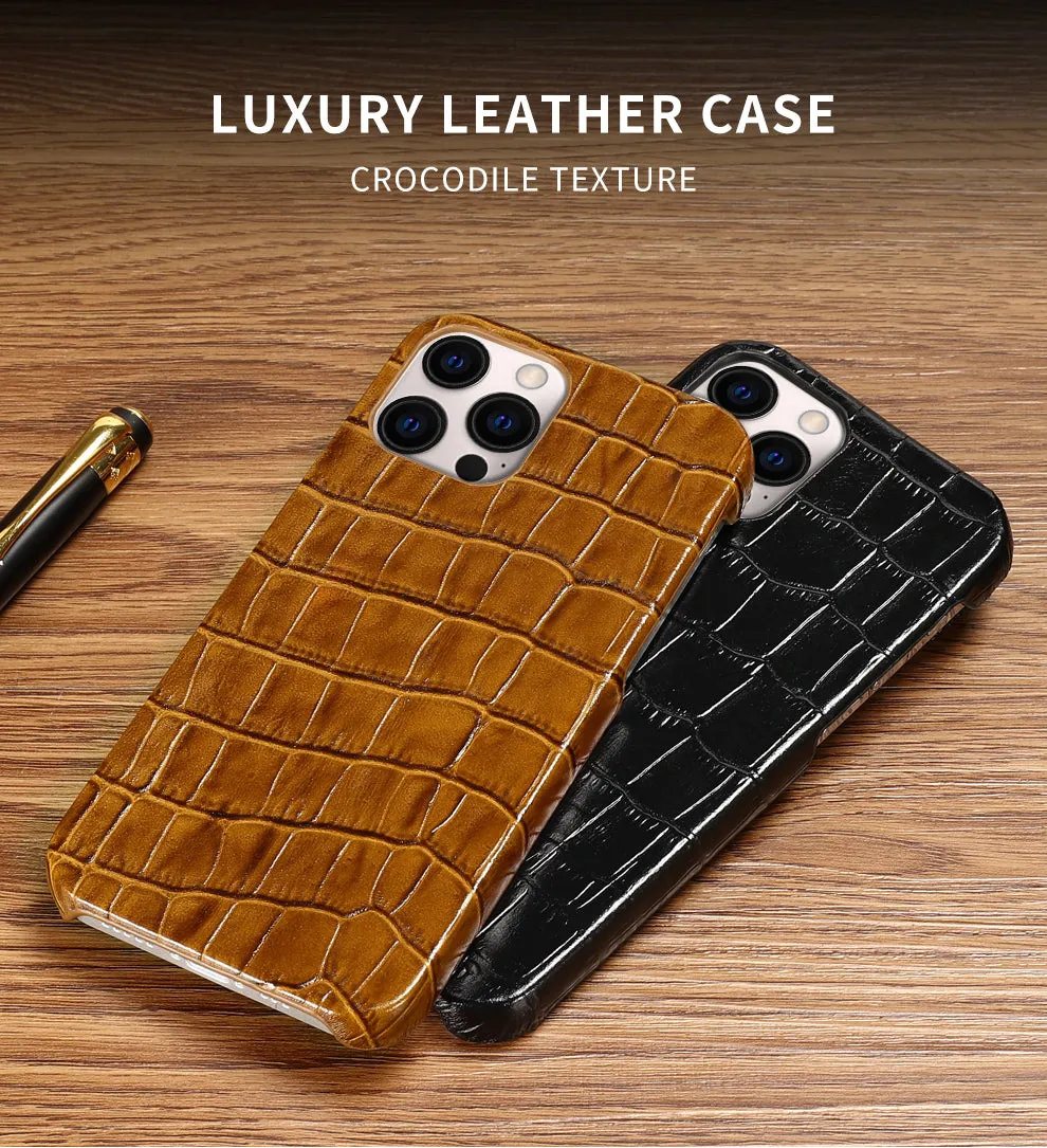 Luxury Crocodile Texture Genuine Leather iPhone Case