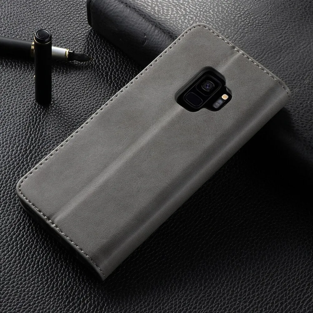 Luxury Leather Flip Case For Samsung Galaxy S9 S9 Plus Soft Silicone Cover Card Holder Wallet Case For Samsung S9 Plus Coque