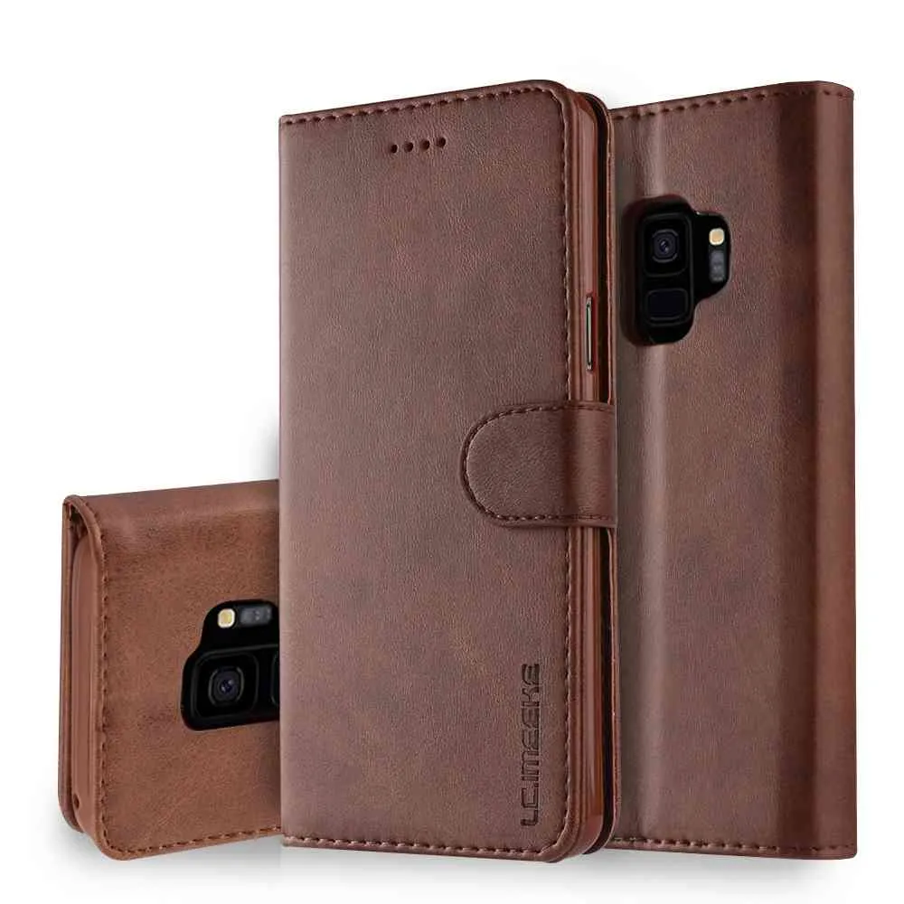 Luxury Leather Flip Case For Samsung Galaxy S9 S9 Plus Soft Silicone Cover Card Holder Wallet Case For Samsung S9 Plus Coque